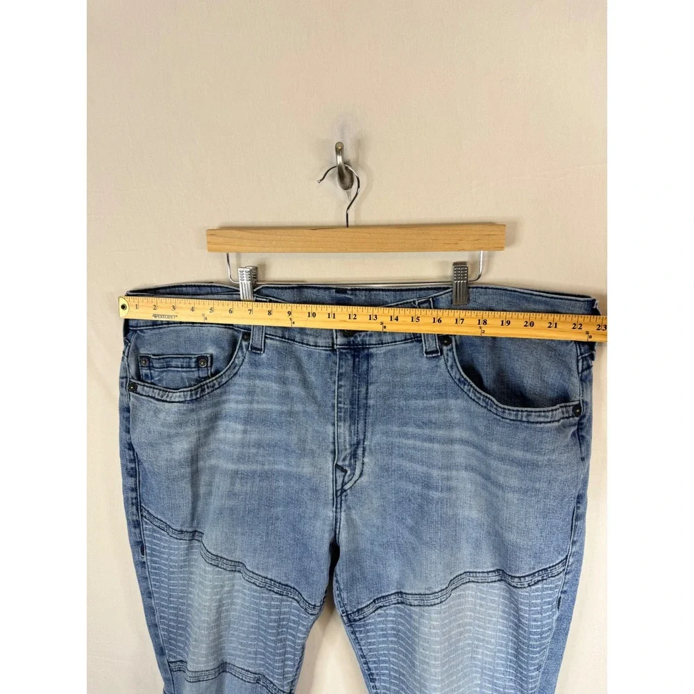 True Religion Rocco Relaxed Skinny Moto Jeans Light Wash‎ Blue Men 44X34